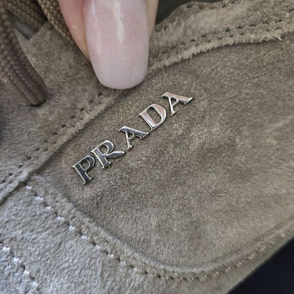 AUTH PRADA Sneakers SHOES 4E2020 Grey BEIGE SUEDE NEW US 12 main image 8